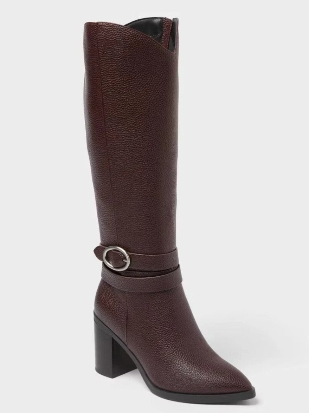 NEW A New Day Rhonda Under Knee Heeled Boots with Memory Foam Insole - Burgundy